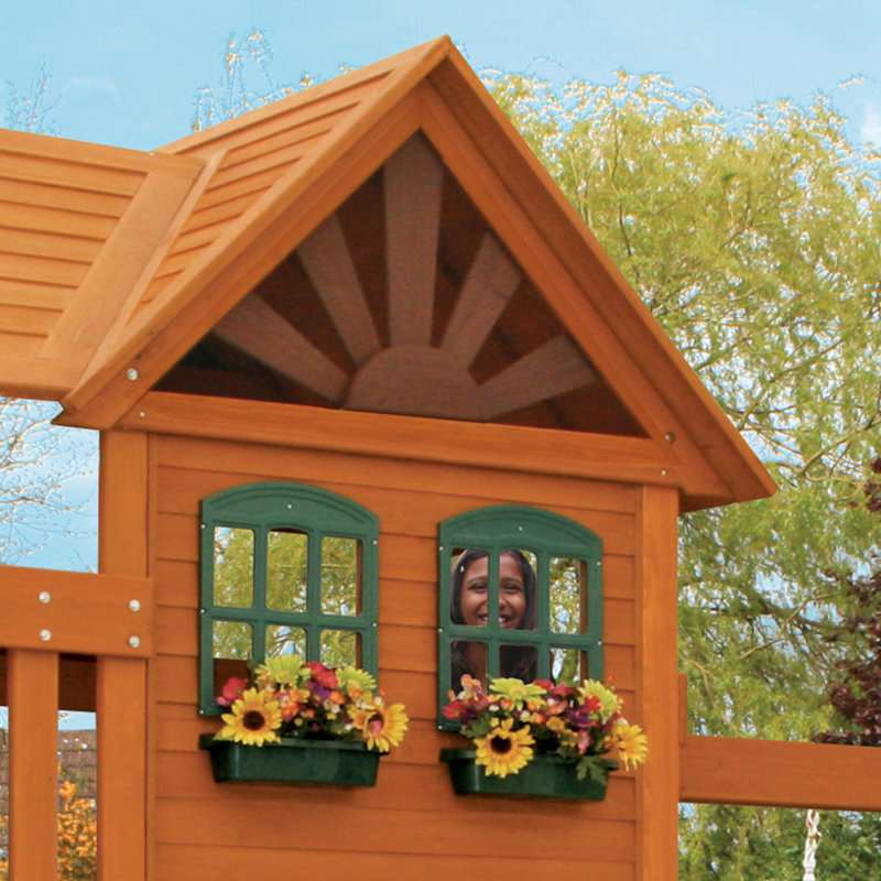 KidKraft Boulder Station Wooden Swing Set / Playset with Tube Slide